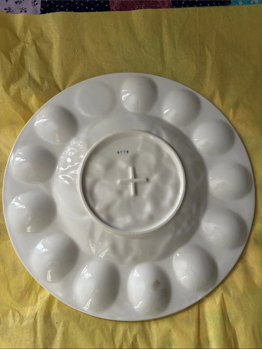 Hand-Painted Fruit & Floral Deviled Egg Platter - White